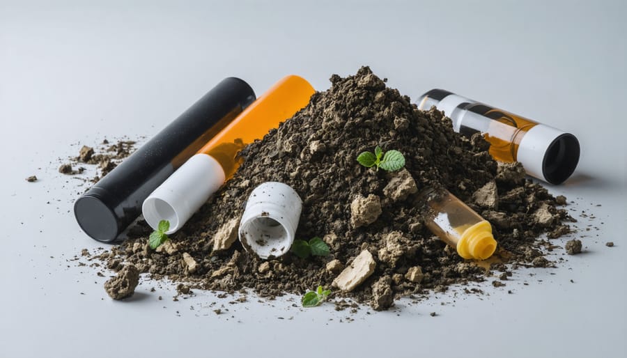 Pile of used vaping products contributing to non-biodegradable waste