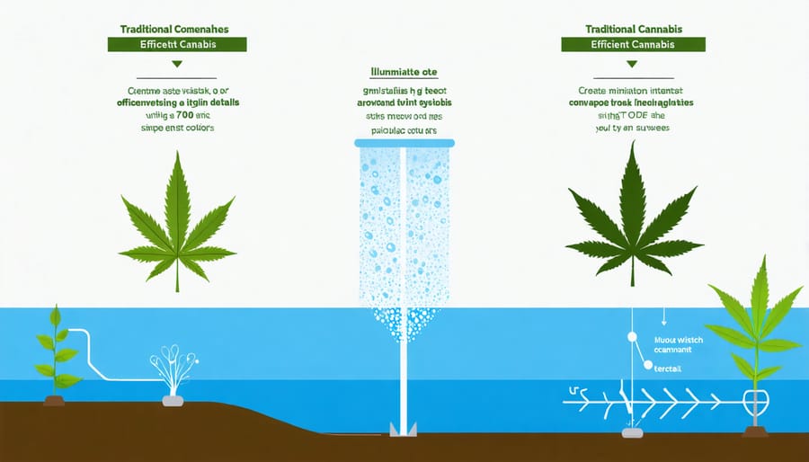 Data visualization comparing water consumption rates in different cannabis cultivation methods