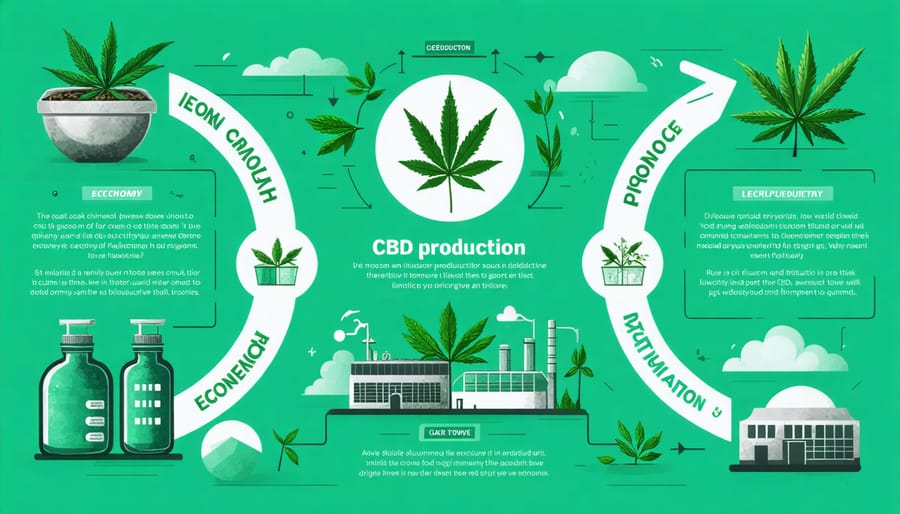 Visual representation of waste reduction and recycling processes in CBD manufacturing